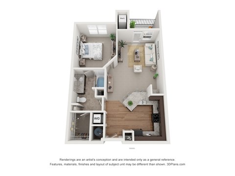 Floor plan for 1 bed, 1 bath, 824 sqft